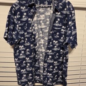 Nautica Navy and White Tropical Shirt